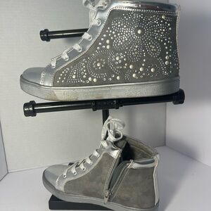 Kidpik Silver Sneakers with Rhinestone Embellishments